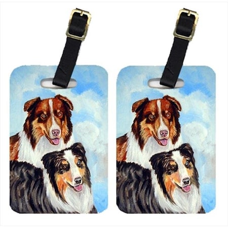 Carolines Treasures Carolines Treasures 7009BT Pair Of 2 Australian Shepherd Double Trouble Luggage Tags 7009BT